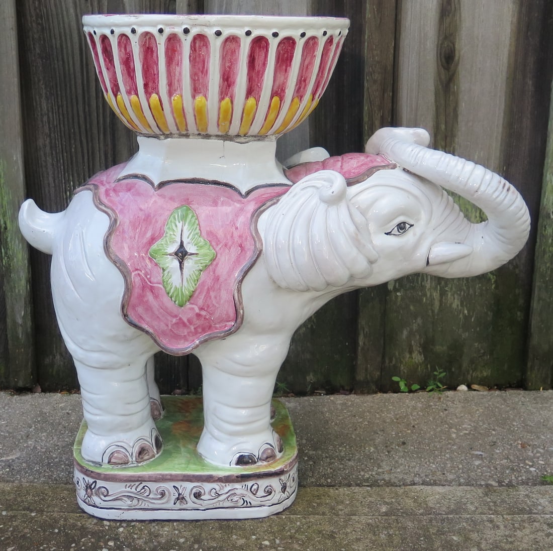 ESTATE OF DENNIS P. RODANO: GLAZED TERRACOTTA ELEPHANT FIGURAL PLANTER 24 1/2" X 25 1/2" X 11" (1 of 15)