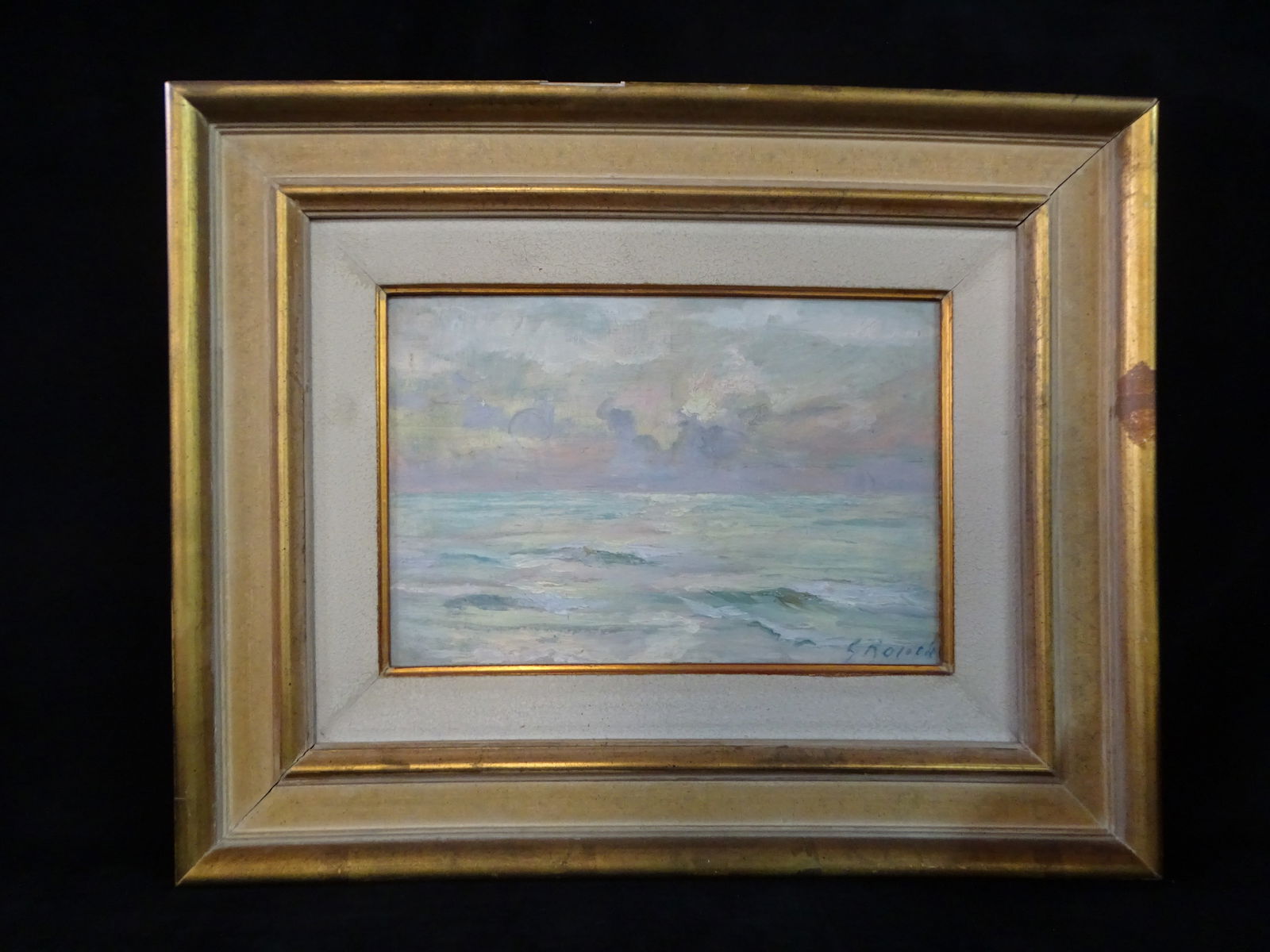 ESTATE OF DENNIS P. RODANO: FRAMED OIL ON BOARD OF OCEAN SCENE 9" X 13.25, 22.75" X 18.5" OVERALL (1 of 9)