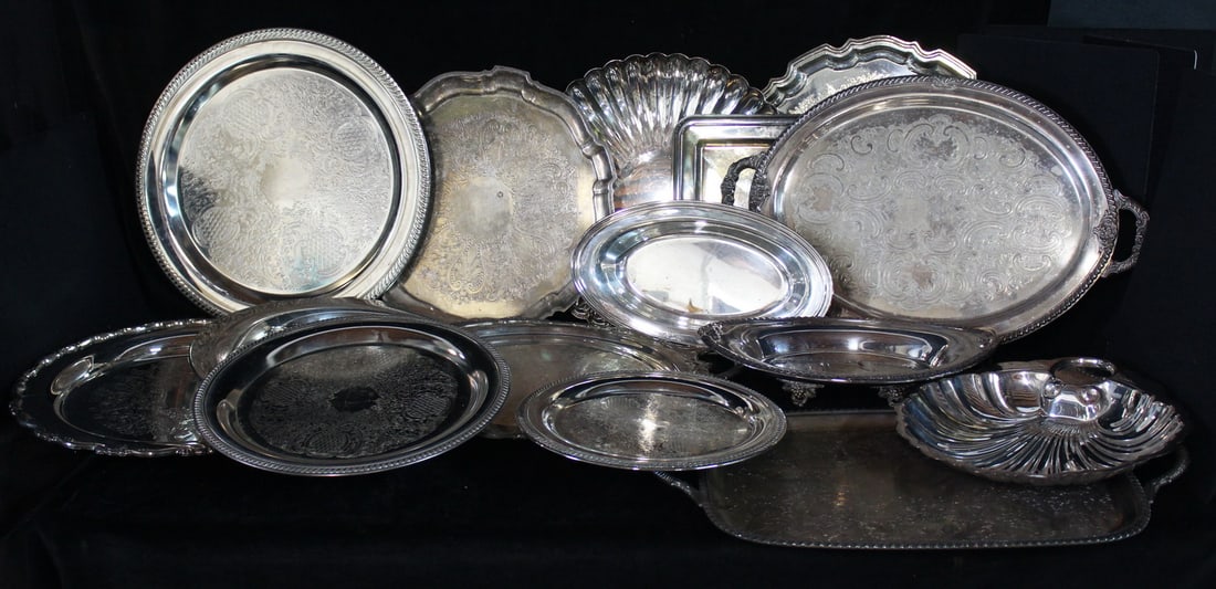ESTATE OF DENNIS P. RODANO: ASSORTED LOT OF SILVER PLATED TRAYS (1 of 5)