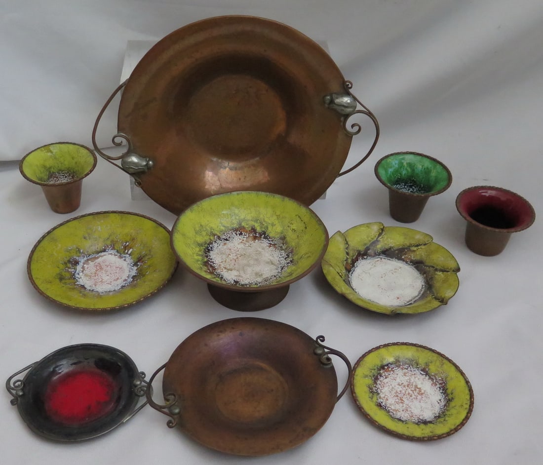 VINTAGE SERGE NEKRASOFF COPPER ITEMS, SOME ENAMELED, 9PCS, 1.5 X 12 X 9 LARGEST (1 of 19)