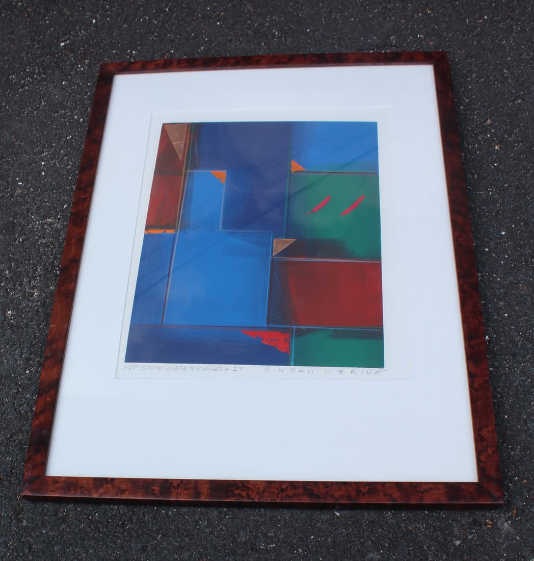 UNSON MERINO (FILIPINO/AMERICAN CONTEMPORARY), ABSTRACT MIXED MEDIA/MONOTYPE COLLAGE IN COLORS, (1 of 7)