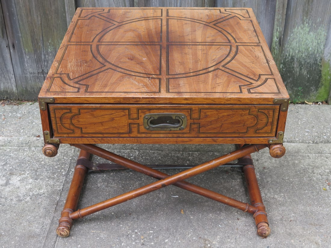 ESTATE OF DENNIS P. RODANO SR.: CAMPAIGN STYLE X BASE TABLE (TOP NOT REMOVEABLE), 21 X 26.5 X 27.5: ESTATE OF DENNIS P. RODANO SR.: CAMPAIGN STYLE X BASE TABLE (TOP NOT REMOVEABLE), 21 X 26.5 X 27.5