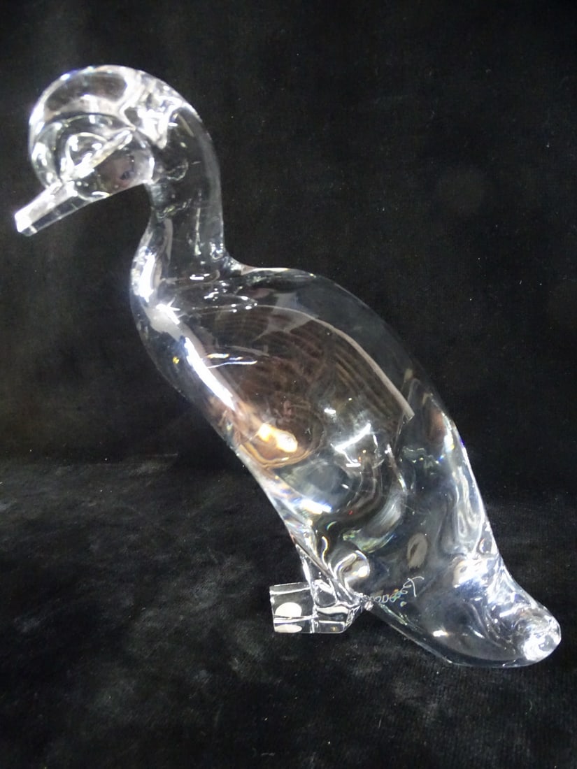 LIVING ESTATE OF JOSEPH RODANO: 3 BACCARAT ITEM S- 2 CRYSTAL DUCKS AND A FROG, LARGEST IS 7 1/2": LIVING ESTATE OF JOSEPH RODANO: 3 BACCARAT ITEM S- 2 CRYSTAL DUCKS AND A FROG, LARGEST IS 7 1/2" TALL (Z-27)