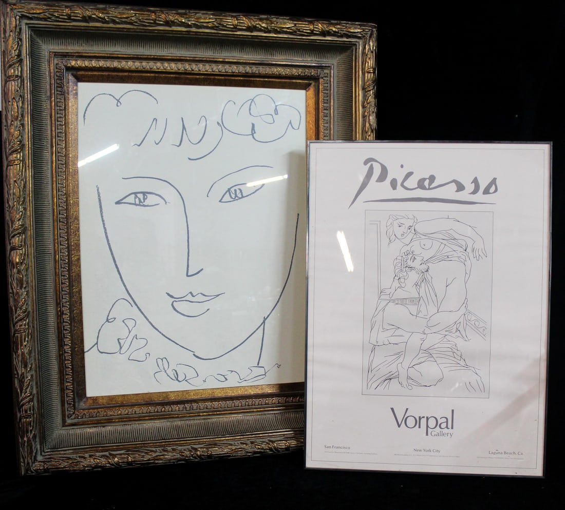 PICASSO MUSEUM EXHIBITION POSTER AND HENRI MATISSE "MADAME DE POMPADOUR" PRINT, 23.5 X 17 IMAGE, 34 (1 of 13)