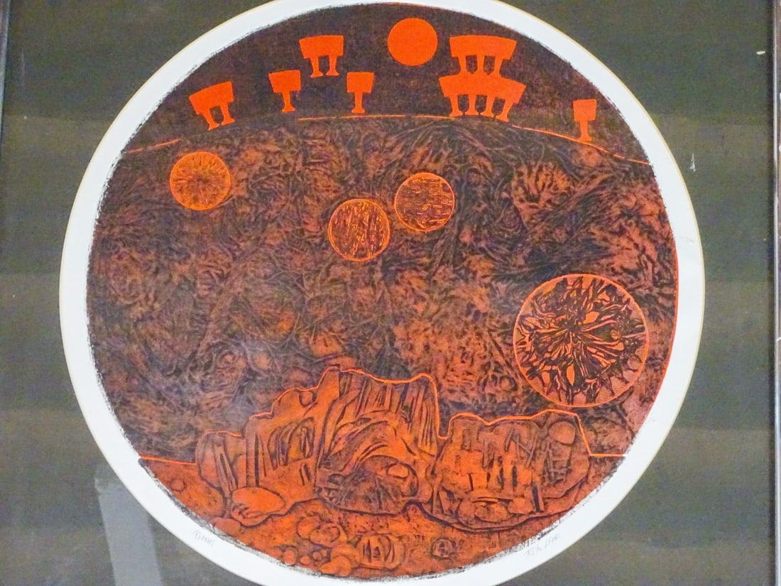 RUTH LEAF PENCIL SIGNED VISCOSITY ETCHING "PLANET" 2/25 30" X 27 1/2" OVERALL (1 of 11)