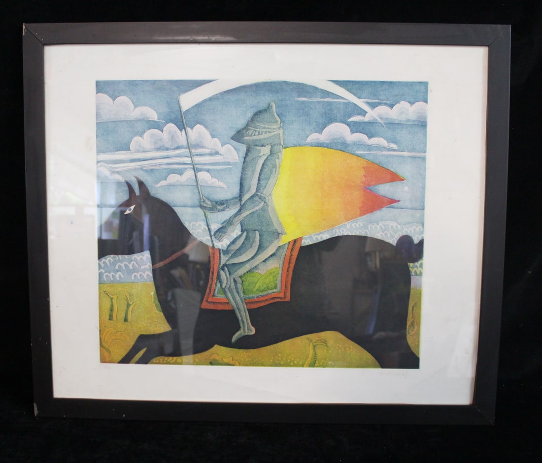 THOMAS MCKNIGHT (AMERICAN, BORN 1941) SERIGRAPH "KNIGHT" SIGNED AND NUMBERED 15 1/2" X 17 1/2" IMAGE (1 of 13)