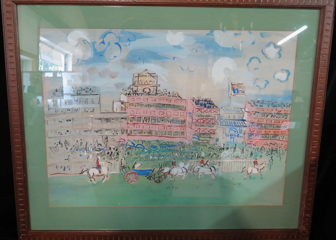 RAOUL DUFY (FRANCE, 1877-1953) HAND TINTED LITHOGRAPH, "ASCOT ON AMOROSART", 18.5 X 25.5 IMAGE, 26.5 (1 of 8)
