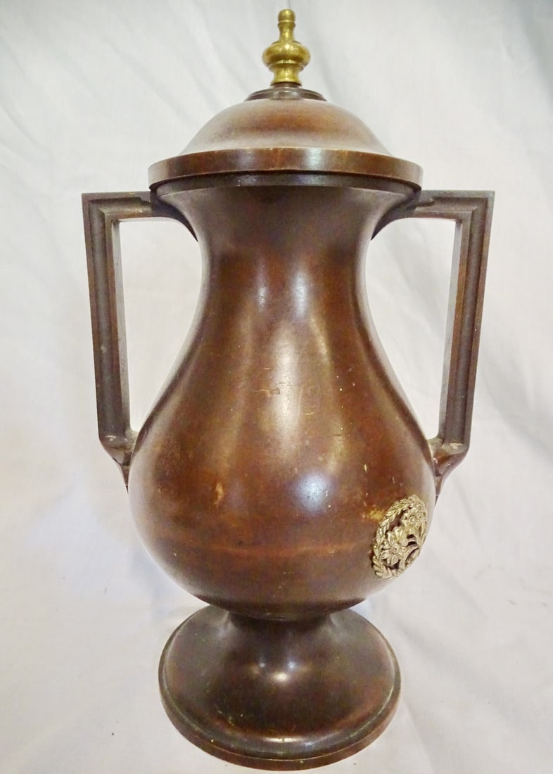 GORHAM BRONZE COVERED URN 13 1/2" H: GORHAM BRONZE COVERED URN 13 1/2" H
