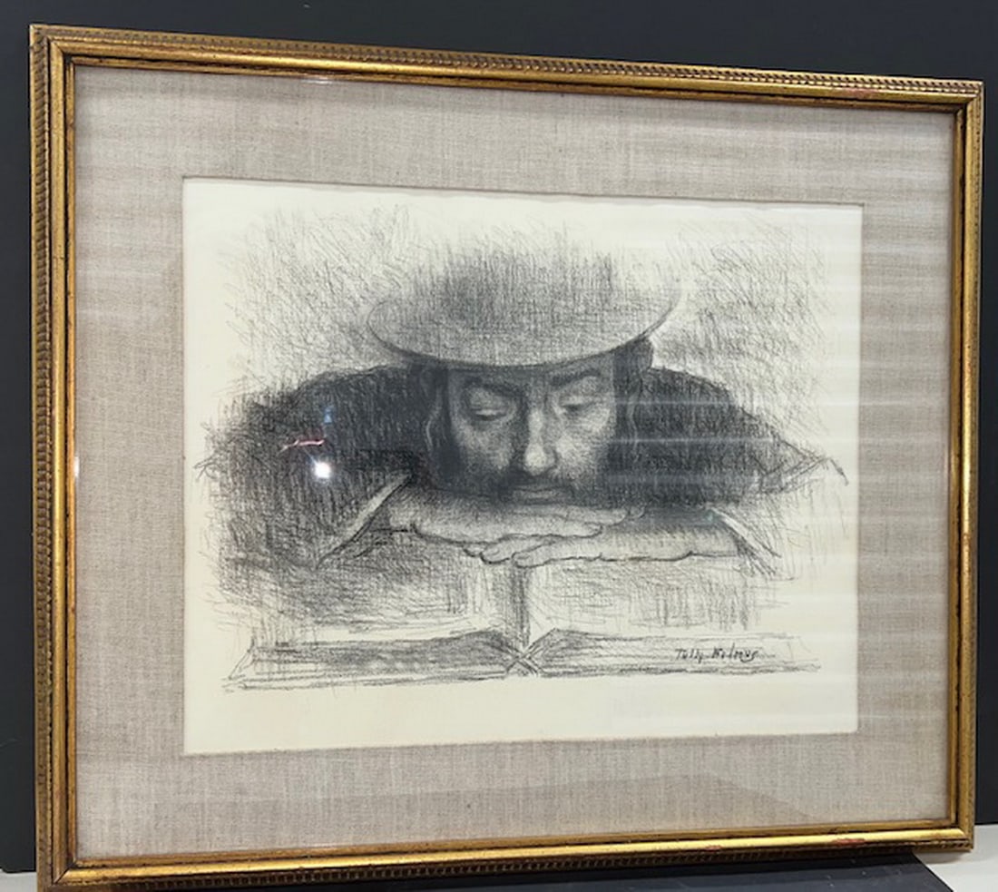 ORIGINAL CHARCOAL DRAWING "PORTRAIT OF A RABBI" SIGNED BY ARTIST TULLY FILMUS DATED 1966, OVERALL- (1 of 10)