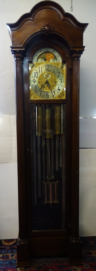 HERSCHEDE 9 TUBE GRANDFATHER CLOCK CIRCA 1915, 70.5" X 23" X 15.75" (1 of 20)
