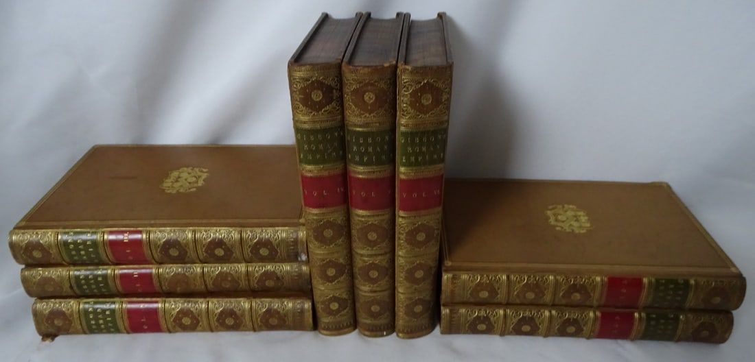 THE HISTORY OF THE DECLINE AND FALL OF THE ROMAN EMPIRE BY EDWARD GIBBONS, RARE 8 VOLUME SET (1848), (1 of 10)