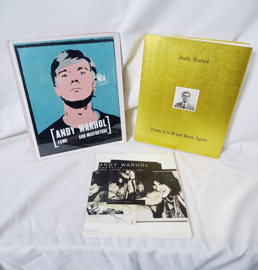 LOT OF 3 ANDY WARHOL BOOKS INCLUDING "FROM A TO B AND BACK AGAIN, RARE HARDCOVER EDITION, 13"10.75" (1 of 20)