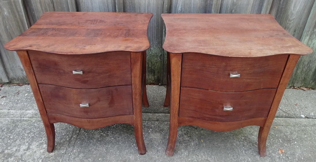PAIR OF LES INDUSTRIES, AP INDUSTRIES 2 DRAWER SIDE TABLES, 25" X 23" X 18.5": PAIR OF LES INDUSTRIES, AP INDUSTRIES 2 DRAWER SIDE TABLES, 25" X 23" X 18.5"