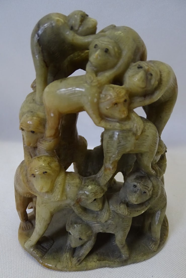 SOAPSTONE GROUP "PILE OF MONKEYS", 4.5" H: SOAPSTONE GROUP "PILE OF MONKEYS", 4.5" H