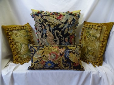 GROUP OF FOUR TAPESTRY PILLOWS