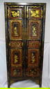 BLACK LACQUER PAINT AND GILT DECORATED TWO DOOR ASIAN CABINET