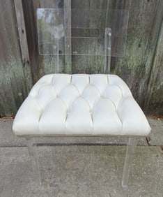 MIDCENTURY LUCITE TUFTED VINYL UPHOLSTERED SIDE CHAIR