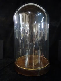 ANTIQUE GLASS LARGE DISPLAY DOME/CLOCHE, 26 H X 14" DIA.