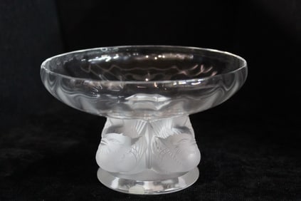 CURATED COLLECTION OF JOSEPH RODANO: LALIQUE CRYSTAL COMPOTE CANDY DISH/BOWL W/ BIRD BASE