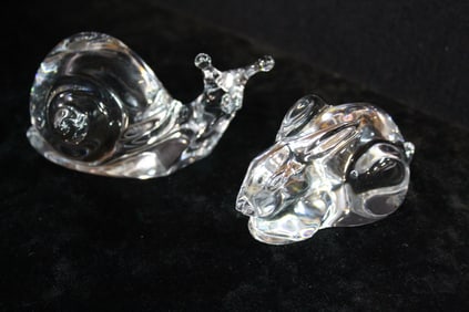 CURATED COLLECTION OF JOSEPH RODANO: BACCARAT CRYSTAL SNAIL & RABBIT FIGURES