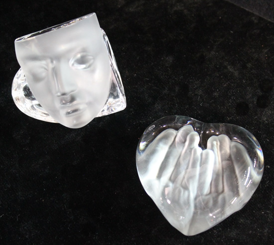 CURATED COLLECTION OF JOSEPH RODANO: TWO DAUM FRANCE CRYSTAL FIGURES LE MAIS COUER & MASQUES (SMALL (1 of 8)
