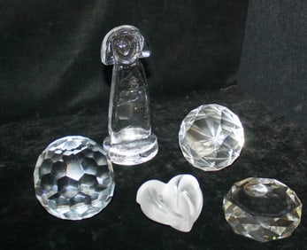 CURATED COLLECTION OF JOSEPH RODANO: FIVE CRYSTAL PIECES INCLUDING HEART