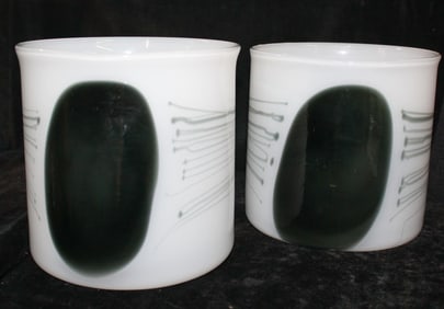 CURATED COLLECTION OF JOSEPH RODANO: PAIR OF HAND BLOWN HOLMEGAARD LARGE SPOT LINE POTS (1980'S)