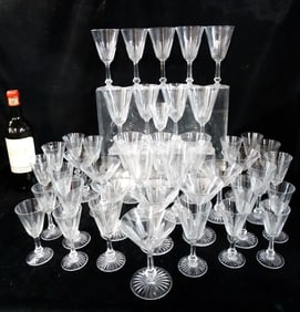 42 QUALITY SAINT LOUIS STYLE CRYSTAL GLASSES, TALLEST 7"  HIGH