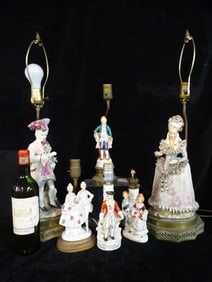 SIX FIGURAL PORCELAIN LAMPS INCLUDING ONE LARGE PAIR