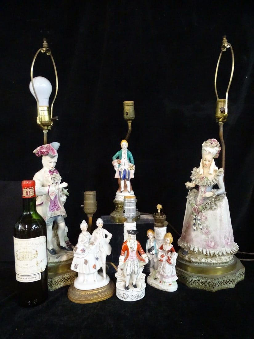 SIX FIGURAL PORCELAIN LAMPS INCLUDING ONE LARGE PAIR (1 of 15)