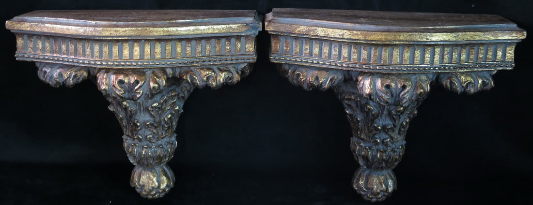 PAIR OF COMPOSITE GILDED WALL BRACKETS (1 of 14)