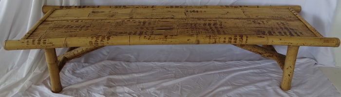 VINTAGE TORTOISE BURNT BAMBOO LOW TABLE/BENCH