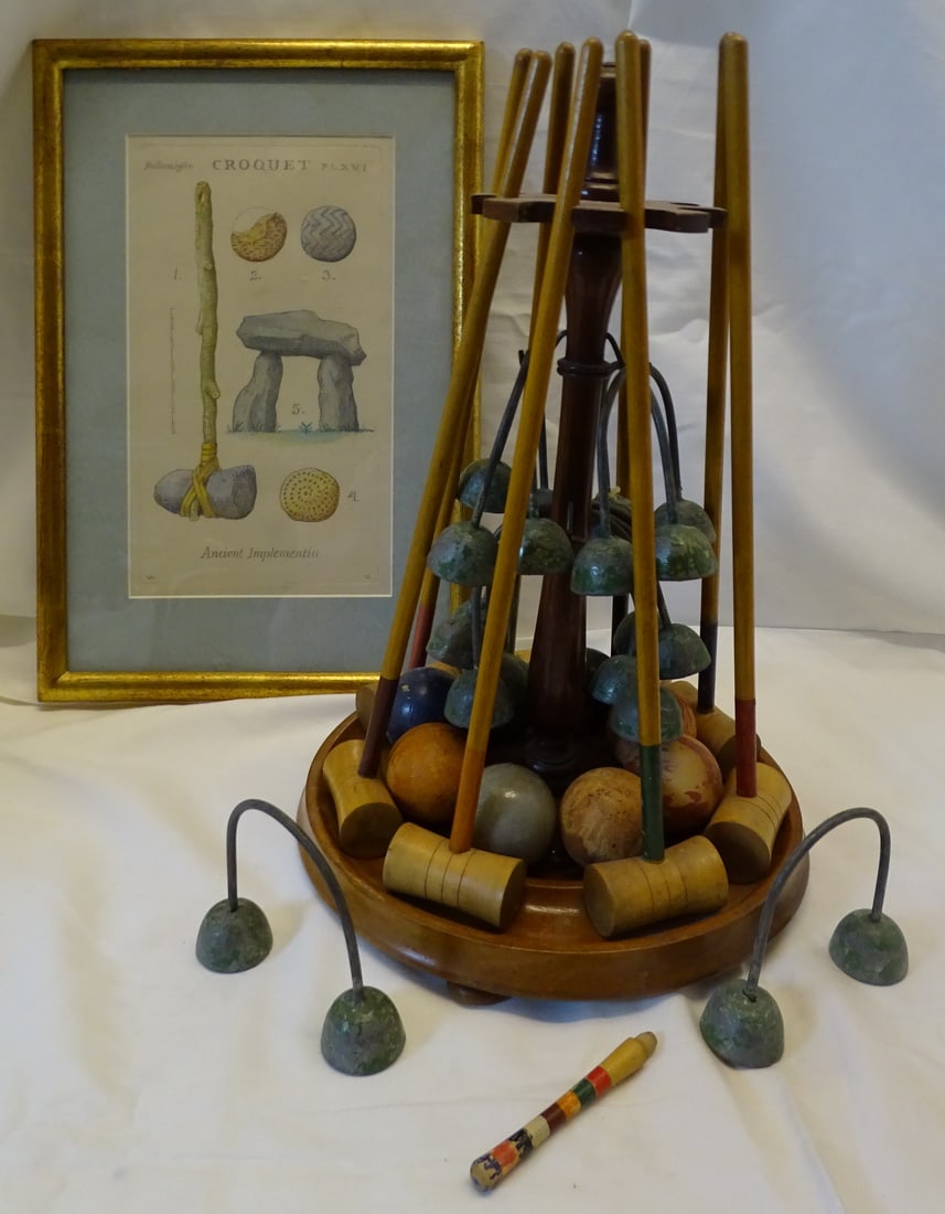 A. JACQUES AND SON MINIATURE TABLE CROQUET AND VINTAGE CROQUET PRINT (1 of 13)