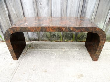 FAUX BURLED WOOD LAMINATE CONSOLE TABLE