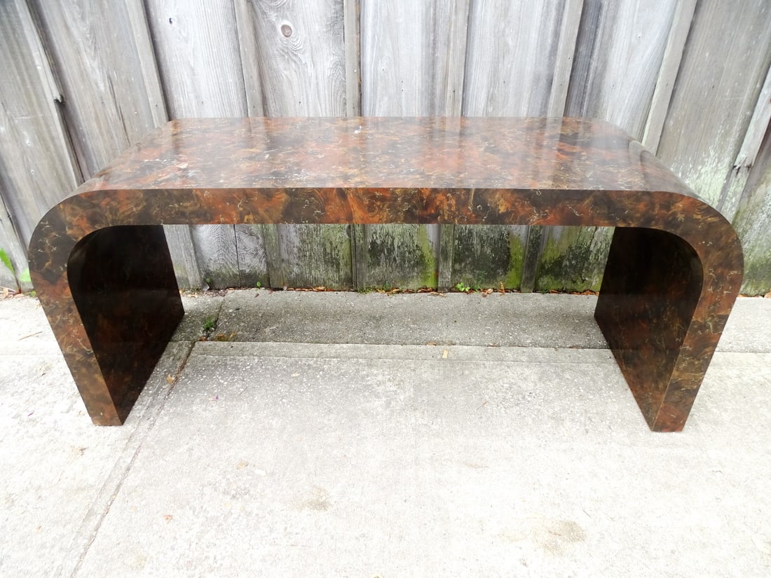 FAUX BURLED WOOD LAMINATE CONSOLE TABLE (1 of 16)