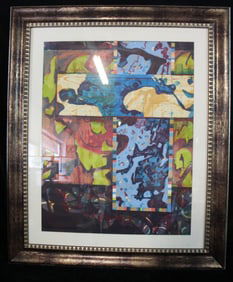 MIGUEL BETANCOURT (?) GOUACHE & COLLAGE ON PAPER, ABSTRACT