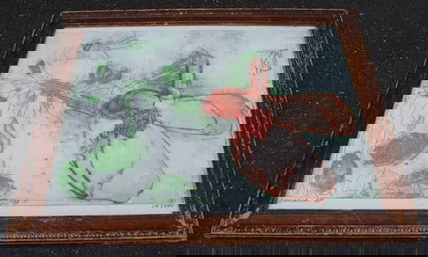 MID-CENTURY FLORAL ARTWORK IN PINKS & GREENS, LITHOGRAPH, SIGNED ARTIST PROOF, 1972