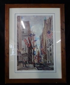 KAMIL KUBIK (CZECH/AMERICAN, 1930-2011) "WALL STREET", OFF SET LITHOGRAPH, SIGNED ARTIST PROOF,
