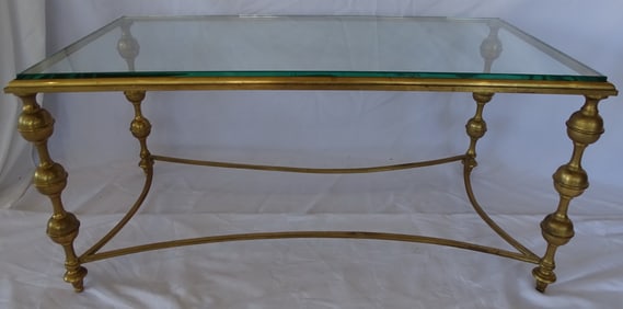 BRASS COFFEE/COCKTAIL TABLE WITH GLASS TOP