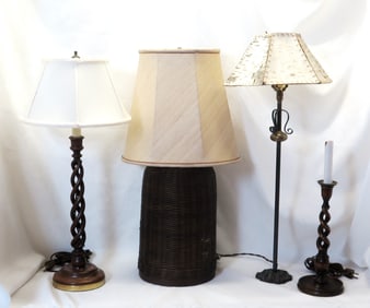 COLLECTION OF FOUR ADIRONDACK INSPIRED LAMPS