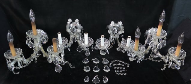 COLLECTION OF 4 VENETIAN STYLE SCONCES, ONE PAIR OF 3 LIGHT, 1 PAIR OF TWO DETACHED BOBECHES INC. 14