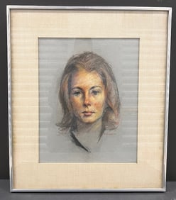 PASTEL PORTRAIT OF A WOMAN IN THOUGHT, SIGNED