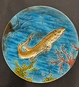 LARGE MAJOLICA POTTER PLATTER UNDERWATER SCENE BY SCHUTZ GILLI