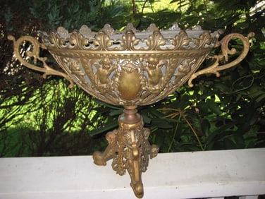 ANTIQUE ROCOCO RELIGIOUS/CHURCH BRONZE INCENSE BURNER WITH ANGELS