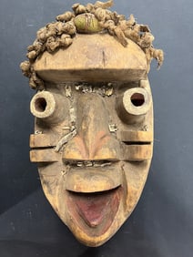 OLD AFRICAN CARVED WOOD DAN KRAN IVORY COAST MASK