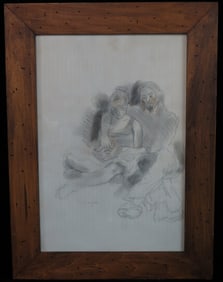 ORIGINAL MOSES SOYER "YOUNG LOVERS" IMPRESSIONIST GRAPHITE ON PAPER