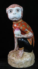 CHINESE WHIMSY PORCELAIN MONKEY SCULPTURE