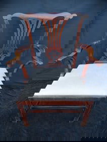 18TH CENTURY ENGLISH CHIPPENDALE CHAIR W/UPHOLSTERED SEAT