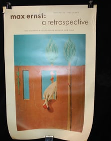 MAX ERNST (GERMAN, 1891-1976) A RETROSPECTIVE, SOLOMON GUGGENHEIM MUSEUM LITHOGRAPHIC POSTER