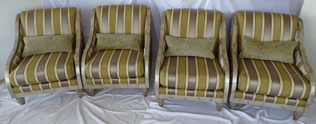 4 SWAIM SILVER GILT BERGERES UPHOLSTERED IN SILK (1 of 20)